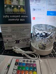 1 pezzo Luce atmosferica ad onda d'acqua, 16 colori cangianti, controllo touch e telecomando, crea un'atmosfera romantica e confortevole, luce notturna RGB, adatta per illuminazione notturna in camera da letto, decorazione per soffitto interno, proiettore di atmosfera per feste e campeggio - Multicolore - Visualizzare 7