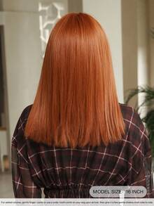 7JHH WIGS 女士齐肩直发假发，16英寸优雅橙色刘海假发，高品质柔软丝滑耐热合成纤维假发，适合日常佩戴、角色扮演、音乐节等场合，也是毕业礼物和母亲节礼物的理想选择。 - 橘色 - 查看 3