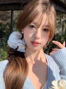 2pcs French Lace Hollow Flower Hair Scrunchies, Elastic Daily Hair Accessories For Women - Multicolor - View 3