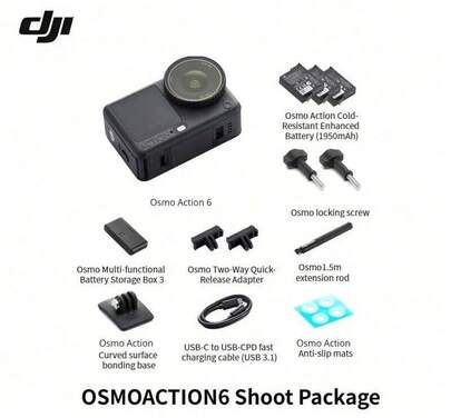 dji Osmo Action 6 Sports Camera, Dual Touchscreens, Smart Shooting Assistant, Horizon Leveling, Time-Lapse, Gesture Control, Vlog Recording, Quick Capture (Brand New, Activated Only)
