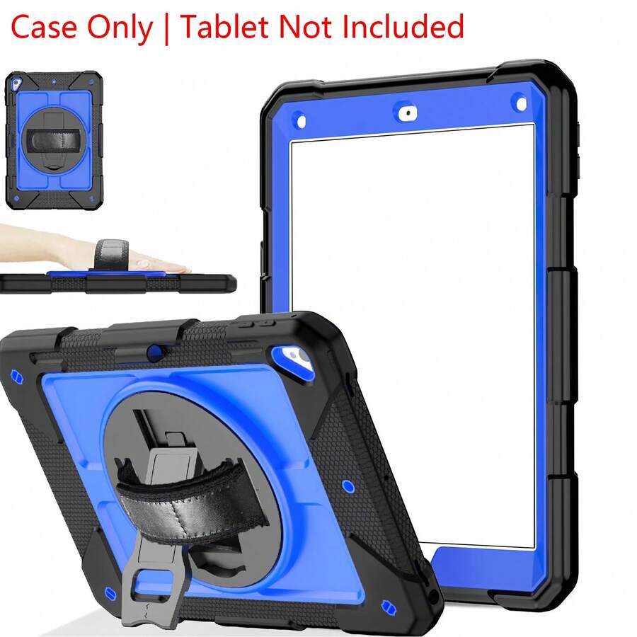 1 Pc, Compatible With IPad 7/8/9 10.2 (2019/2021) With Rotating Stand Case, 5/6 9.7 (2017/2018), 10 / 11 (A16) 10.9 / 11 (2022/2025), A9 Plus 11 X210/X216/X218 Tablet Case - Black + Dark Blue - Blue - View 1