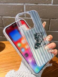 1个时尚蓝色小狗图案防水、防指纹、防刮透明IMD软面光滑手机壳，兼容 16/16Pro/16Plus/15/15ProMax/15Pro/11/12/13/14ProMax/11ProMax/12Pro/12ProMax/13Pro/13ProMax/14Pro/14ProMax，创意优雅 - 彩色 - 查看 3