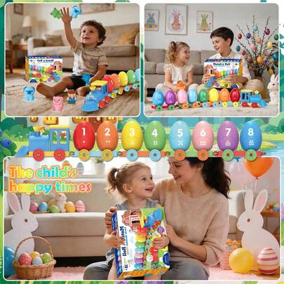 Toddler Learning Toys For 18M+ Old, Count Matching & Sorting Montessori Farm Train Set With 8 Farm Animals & 1 Farmer Finger Puppets, Christmas Easter/ThanksGiving/ Birthday/Children's Day/Halloween/Christmas/NewYear Gifts For Baby Boys Girls