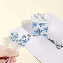 3 件装蓝色海龟充电器保护套及数据线保护套 - 兼容 20W 快充，适用于 12/13/14/15/16/17 Pro Max - 彩色 - 查看 2