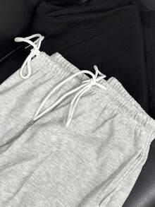 2pcs Women's Casual Wide-Leg Pants With Elastic Waistband And Pockets - Elastic, Loose-Fitting, Solid Color (Black And Gray), Suitable For All Seasons, Comfortable Clothing |   Loose Pants |   Medium Elastic, Women's Jogging Pants/ Sweatpants/ Training - Màu hỗn hợp - Xem 9