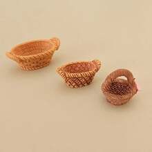 10 pièces Paniers de rangement de pain mini réalistes mélangés au hasard, outils d'ameublement en bambou tressé factice en résine, convenant à la décoration de maison de poupée, à l'art du paysage miniature, aux cadeaux d'artisanat créatifs et aux accessoires pour la maison - Plusieurs styles - Voir 6