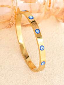 1pc New Fashion Stainless Steel Bracelet, Niche Versatile Devil's Eye Hypoallergenic Non-Fading Bangle - CL-7862 - View 2