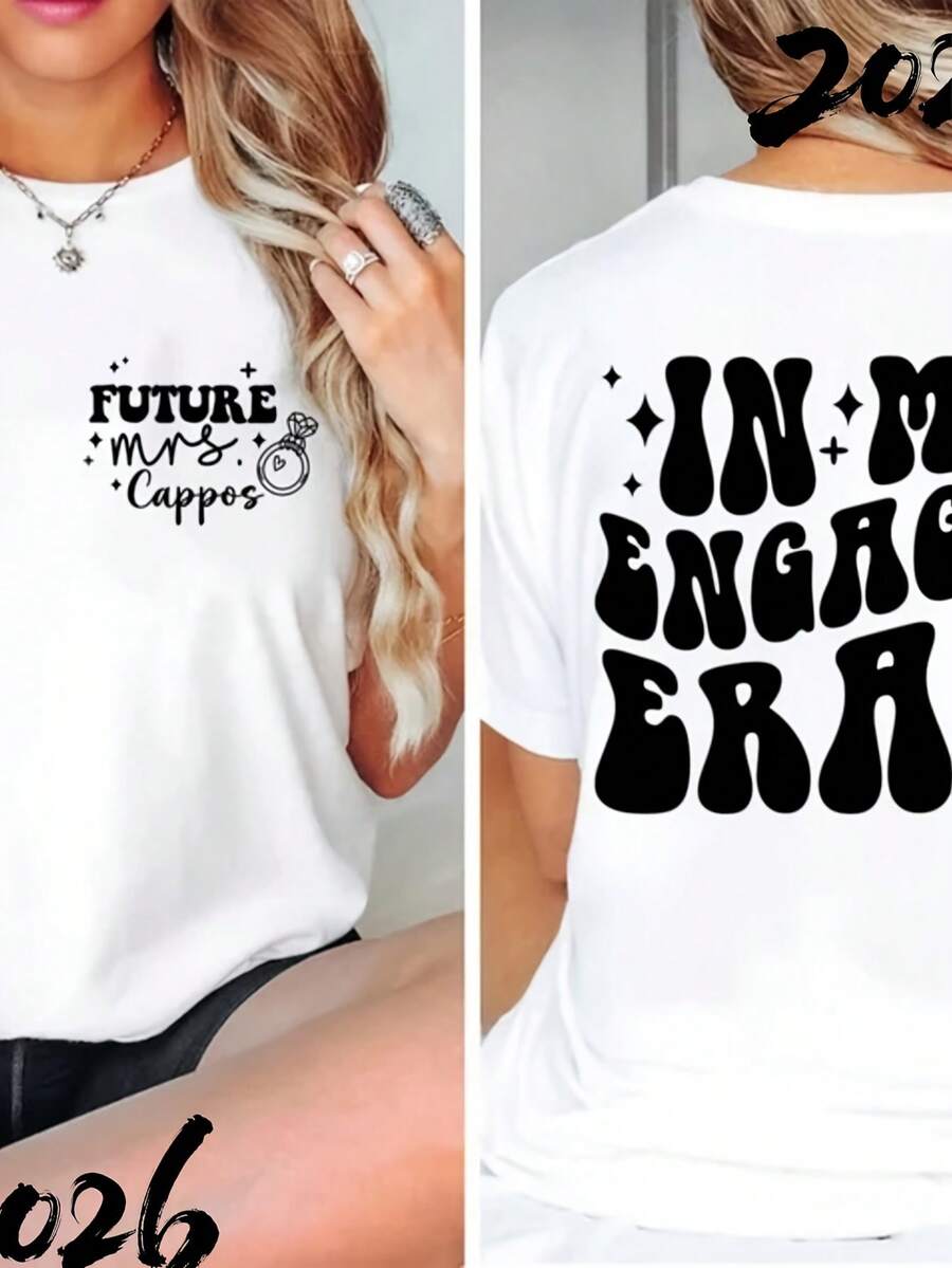 In My Engaged Era Shirt,  Future Mrs Shirt, Engagement Shirt, In My Fiance Era Shirts, Future Mrs Shirt, Engaged Era Shirt - 黑色 - 查看 1