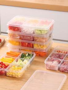 1/5个装食品储物盒 - 6格可重复使用便当盒,适合家庭、学校、工作和旅行,可用作食品容器、零食容器、成人份量控制午餐盒、水果盘 - 彩色 - 查看 6