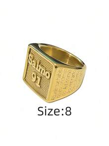 这款时尚男士戒指寓意祈求庇佑与平安，采用316不锈钢材质，镀18K金，经久耐用，防水防褪色，适合日常休闲佩戴及宗教活动。 - Salmo 91男士戒指 - 查看 14