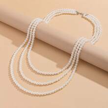 1pc European & American Cross-Border Jewelry, INS Faux Pearl Beaded Necklace, French Layered Style Necklace Set, New Arrival - Multicolor - View 8