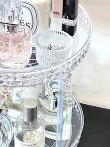 1pc Rotating Makeup Organizer, Bathroom Storage Rack, Perfume Holder, Rotating Cosmetic Organizer, Home Decor, Kitchen Supplies, Bathroom Decor, Bedroom Decor, Makeup Storage, Jewelry Storage, Beach Use, Bathroom Collection, Bedroom Collection, Large Capacity - Clear - View 5