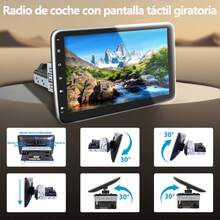 Carsapro Autoestéreo Giratorio Pantalla Táctil estéreo para carro Android 4+64GB Carplay Inalámbrico pantalla para auto 10.1 Pulgadas 1din stereo carro Android Auto WiFi GPS BT Mirror Link Camara - 1315A - Ver 2