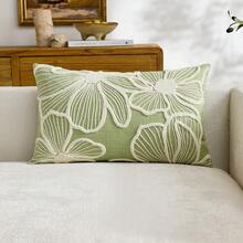 1 buah Sarung Bantal Hias Bordir Bunga Hijau Minimalis Modern, Sarung Bantal Bunga Musim Semi/Panas, Cocok untuk Dekorasi Dalam Ruangan, Sarung Bantal Sepanjang Musim, Isian Bantal Tidak Termasuk - Hijau - View 12