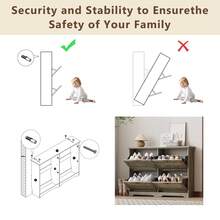 Shoe Cabinet For Entryway, Slim Shoe Storage Cabinet With Adjustable Shelves, Wooden Rack And Organizer For Small Spaces, Closet, Hallway - Gray 4 Doors - 查看 7