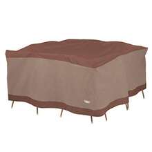 Duck Covers Ultimate Square Patio Table with Chairs Cover Fits Outdoor Square Patio Table and Chair Sets 92 in. Long - Capuchino moca - Ver 8