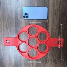 1 khuôn làm bánh kếp và trứng bằng silicon/Khuôn tròn chống dính 4 cốc/Dễ dàng nướng và chiên/Màu đỏ/Dụng cụ nhà bếp thiết yếu/Khuôn làm bánh kếp mini - Đỏ - Xem 6
