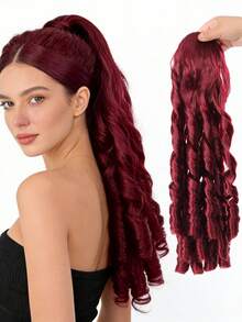 20 Inch Black Deep Wave Curly Synthetic Hair Extension, Drawstring Ponytail Clip-In, Suitable For Women Party And Daily Wear - Multicolor - View 8