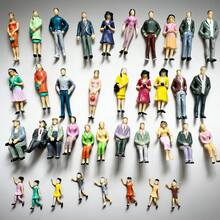 11/21/31pcs 1:25 Scale Mini Human Figures Model, Small Plastic Dolls For Miniature Building Scene, Standing & Sitting Posture - Miniature People - View 6