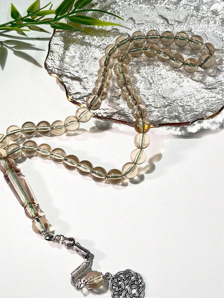 1pc Muslim 45 Beads Green Resin Tasbih Prayer Beads, Dual Use As Bracelet And Handheld Rosary - Multicolor - View 1