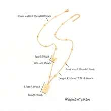 1pc New Classic Initial Poker Pendant Golden Stainless Steel Bead Chain Necklaces For Women - Yellow Gold - View 2