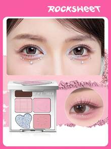 ROCK SWEET 5-Color Eye & Brow Palette - Brow Pencil, Brow Powder, Neutral Eyeshadow, Contour And Matte Highlighter, Sweat-Proof (Perfect Gift) - 02 Bẫy đầu xuân (Hoa anh đào Ice Point)# - Xem 7