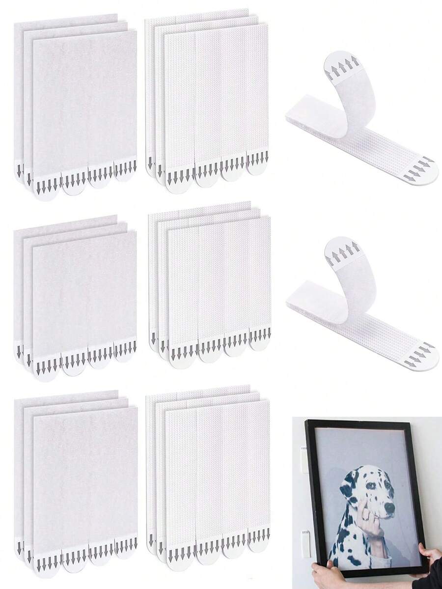 36 Cặp Băng Dán Treo Tranh Chịu Lực Cao, Không Cần Đinh, Băng Dán Khung Ảnh, Miếng Dán Không Làm Hư Tường, Băng Dán Poster Đa Năng, Độ Bám Dính Cao, Móc Và Vòng - A - Xem 1