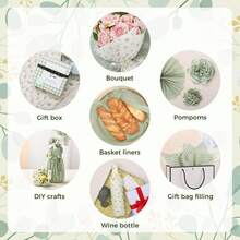 5/10 túi quà màu xanh lá cây kèm giấy gói quà, 50*35cm. Giấy gói quà màu xanh nhạt bán sỉ với họa tiết sọc và chấm bi cây cỏ, thích hợp cho đám cưới mùa xuân, tiệc mừng em bé, đồ thủ công DIY. - A - Xem 6