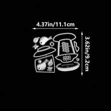 卡片制作杯子模切套装、剪贴簿模切套装、咖啡杯金属切割模具、祝贺模切套装、生日快乐模切套装、压花模板套装，适用于DIY剪贴簿装饰和贺卡制作 - 銀色 - 查看 7