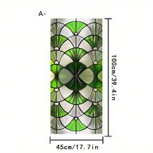 1pc Green Geometric Fan-Shaped Glass Window Film, Removable Vinyl Static Cling Decal. Provides High Privacy Protection, Suitable For Home, Office, Bathroom And Bedroom Decor. Features UV-Blocking And Frosted Effect. - Multicolor - View 13