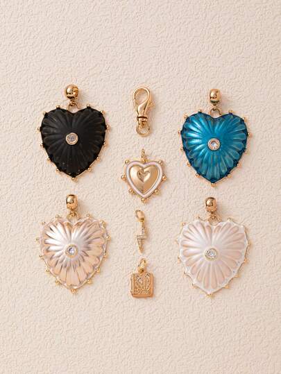 1Pc Niche Sparkling Pendant Accessory, 14k Copper Material, Lobster Clasp, Containing Pattern Elements Such As Heart, Sun, Lightning, Etc. Waterproof And Fade-Resistant, Suitable For Women Or Couples, Bracelet Pendant Accessories, Jewelry Pendant, Necklace Pendant Accessories, Summer Jewelry Design, Mobile Phone Chain Pendant Accessories, Keychain Pendant Accessories.