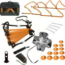 1 Set Agility Ladder Training Kit, Adjustable Hurdles, Signage Boards, Waist Belt, Resistance Parachute, Pull Rope Bag - Multicolor - View 9