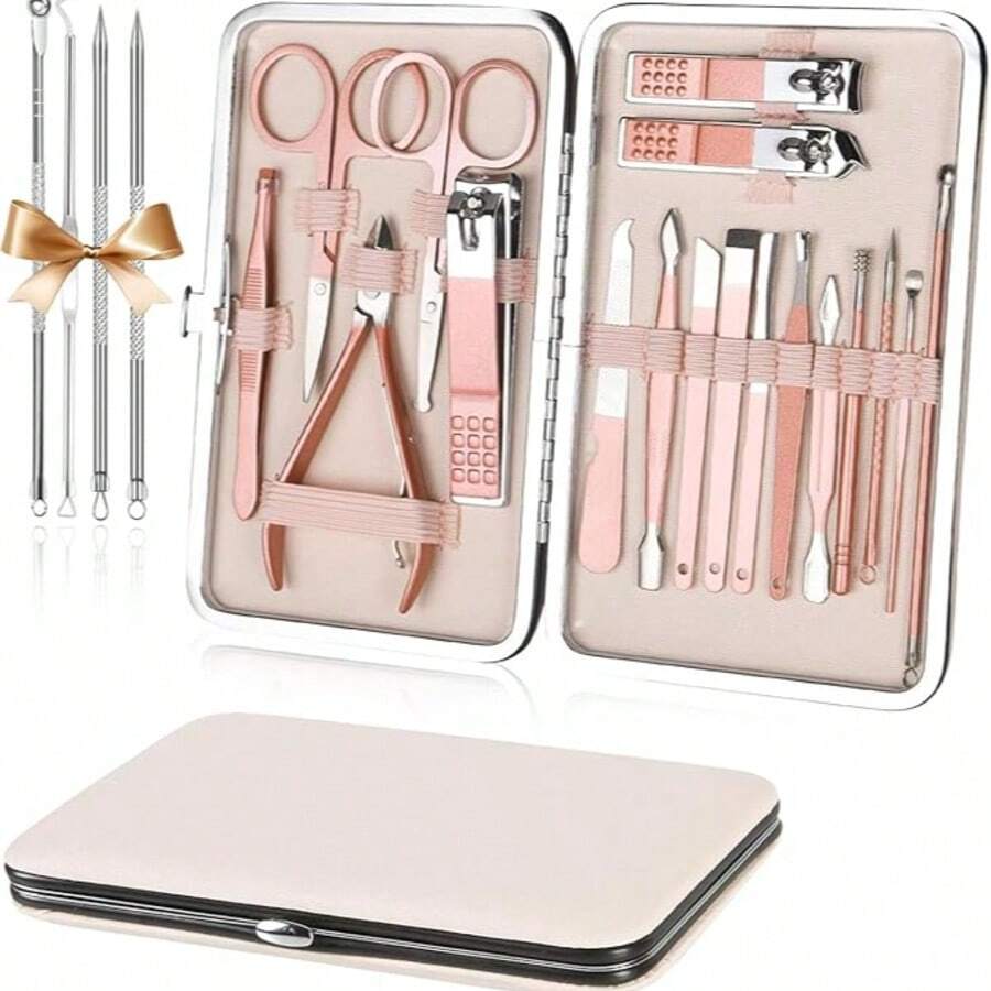 Set de Manicura y Pedicura Profesional 22 en 1 - Rosa Pálido - Ver 1