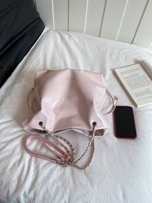 2026 Spring New Arrival Niche Commuter Shoulder Bag, Fashion Casual Tote Bag, Large Capacity Retro Chain Handbag For Women - Pink - View 5