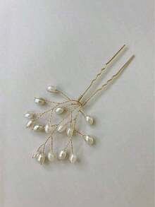 Elegant Pearl Hair Pin, Bridal Wedding Hair Accessories, U-Shaped Hair Stick For Bridesmaid, Hanfu Hair Jewelry - Vàng - Xem 11