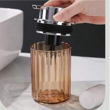 2pcs Luxury Large Capacity Bathroom Soap Dispenser, Spray Bottle, Bathroom Cleaning Supplies, Lemon Hand Wash Refill Bottle, Face Wash, Shampoo, Body Wash, Foaming Bottle - 350ml Transparent Champagne-colored Square Foamer - View 3
