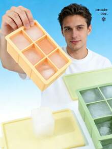 1个全新6格大号方形冰格，自制DIY冰模带盖，硅胶制冰器 - 彩色 - 查看 4