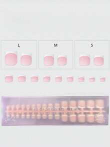 150pcs Short Square Press-On Toenails, Pink French Soft Gel Nail Tips, Suitable For DIY Fake Nails, Minimalist & Versatile, 15 Sizes, For Women Nail Supplies - 淺粉色 - 查看 5