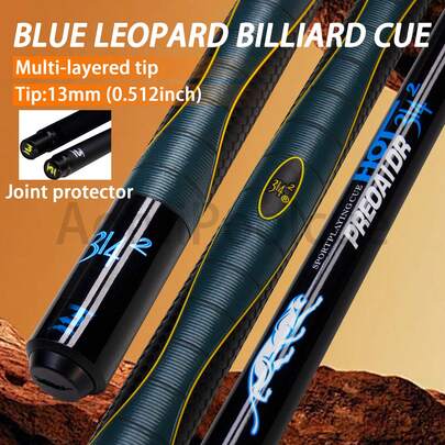 [Carbon Fiber Pool Cue] Leopard Carbon Fiber Professional High-Performance Pool Cue | Low Deflection Tip, Leopard Print Personalized Design, Includes Joint Protector Cap, Suitable For Carom, American 8-Ball, 9-Ball, Trick Shot, Great Gift For Holidays And Birthdays