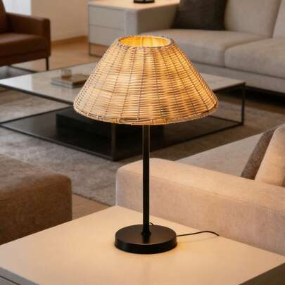 1 chiếc đèn bàn mây, đèn xếp ly thủ công kiểu cổ điển, đèn ngủ bằng gỗ nguyên khối phong cách Bắc Âu, thích hợp cho nhà nghỉ gia đình, phòng ăn, cắm trại, đèn cảm ứng điều chỉnh độ sáng ánh sáng ấm áp.