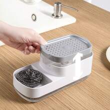 厨房洗碗神器，按压式洗洁精泡沫器，多功能皂液器和清洁用品收纳架 - A - 查看 5