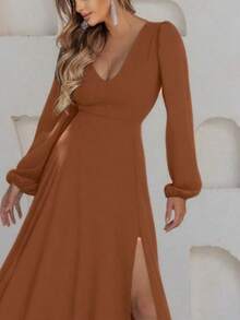 Scarlet NM Nana Marie Terracotta Long Dress Women's Terracotta Dress - 鏽棕色 - 查看 3