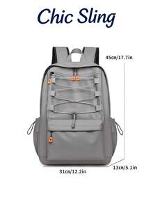 SHILAN Functional Style Large-Capacity Backpack, Wear-Resistant And Waterproof, Suitable For 15.6-Inch Laptops, Ideal For Commuting Multi-Compartment Student Schoolbag With Drawstring Fixing Design, Dual-Purpose Bag For Daily Storage And Short Trips - Multicolor - View 7