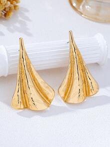 1 Đôi bông tai hình học bất đối xứng dành cho nữ - Vàng - Xem 4