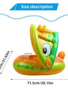 婴儿泳池漂浮垫，带可拆卸遮阳篷，超强浮力婴儿游泳船，带遮阳篷，适合1-36个月幼儿游泳圈 - 彩色 - 查看 8