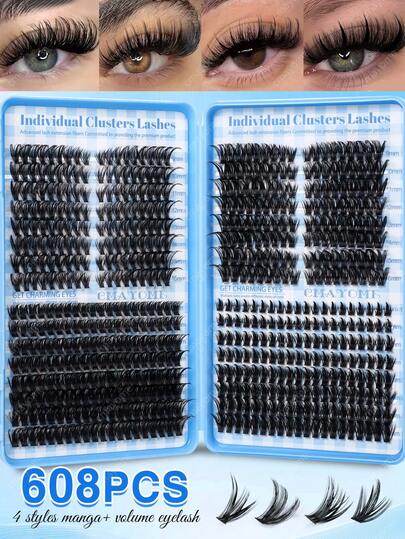 Bộ 544/608 sợi mi giả, độ cong D, dài 9-16mm, dạng chùm dày và mềm mại. Bộ dụng cụ dung lượng lớn, thân thiện với người mới bắt đầu, dễ dàng mang theo khi đi du lịch. Bao gồm các chùm mi riêng lẻ cho vẻ ngoài tự nhiên. Dễ sử dụng cho người mới bắt đầu trang điểm. Món quà hoàn hảo cho phụ nữ, mẹ, vợ và chị em gái.