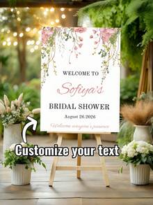 定制L型婚礼迎宾海报，适用于婚礼、生日、公司活动，竖版设计，可印制姓名和文字，可作桌面入口装饰，不含支架，多种尺寸可选 - 彩色 - 查看 2