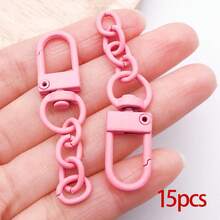 15pcs Colorful Lobster Claw Clasps For Keychains Colorful Metal Swivel Snap Hooks With Key Rings Swivel Clasps Snap Hooks Key Chain Clip Hook Flat Split Keychain Ring For DIY Crafts Accessories - Keychain - View 15