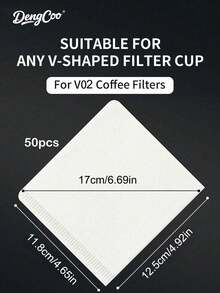 Dengcoo 100 lembar Kertas Filter Kopi Sekali Pakai Bentuk Persegi Putih V01 & V02, Cocok untuk Mesin Kopi Pour Over dan Drip - Kertas Saring - View 11