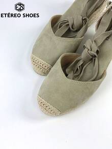 Women's Wedge Sandals With A Rope-Woven Sole And Ankle Strap, Perfect For Pairing With Long Skirts And Suitable For Everyday Wear, Including Beach Holidays. - Green - View 5